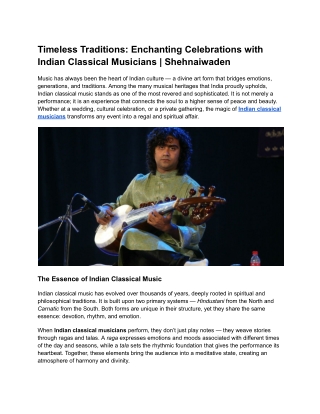 Timeless Traditions Enchanting Celebrations with Indian Classical Musicians  Shehnaiwaden