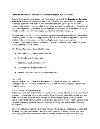 Ceramide Moisturiser – Ultimate Skin Barrier Protection by Caresderma