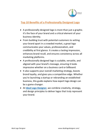 Top 10 Benefits of a Professionally Designed Logo for Businesses