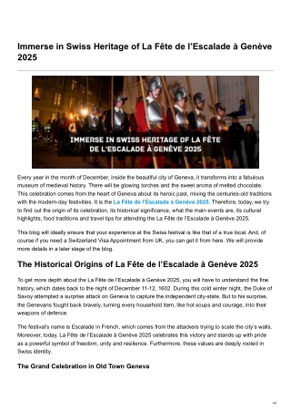Immerse in Swiss Heritage of La Fête de lEscalade à Genève 2025