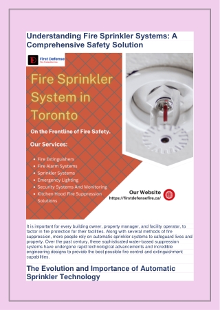 Understanding Fire Sprinkler Systems: A Comprehensive Safety Solution