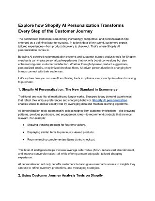 Explore how Shopify AI Personalization Transforms Every Step of the Customer Journey