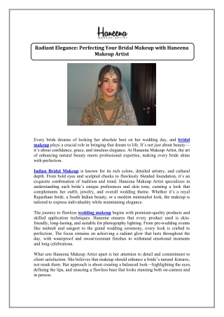 Radiant Elegance: Perfecting Your Bridal Makeup with Haneena Makeup Artist