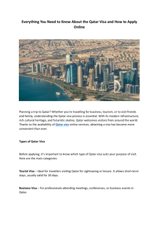Everything You Need to Know About the Qatar Visa and How to Apply Online