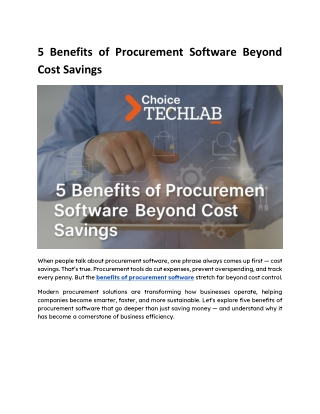 5 Benefits of Procurement Software Beyond Cost Savings