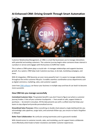 AI-Enhanced CRM Driving Growth Through Smart Automation