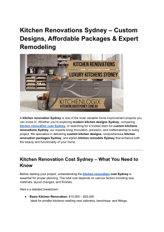 KitchenRenovationCostSydney
