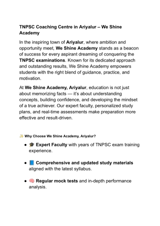 Learn. Lead. Shine. – Redefining TNPSC Coaching Excellence in Ariyalur
