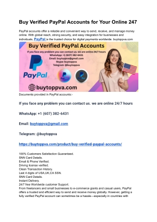 Buy Verified PayPal Accounts for Your Online 247