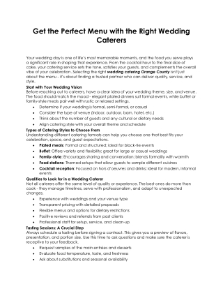 wedding catering Orange County