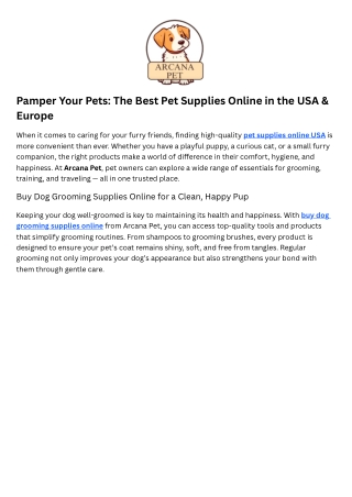 Pet Supplies Online Usa