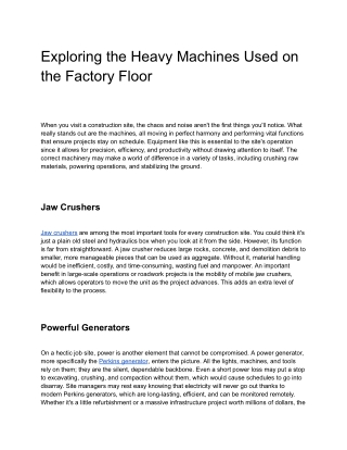 Exploring the Heavy Machines Used on the Factory Floor