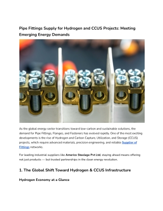 Pipe Fittings Supply for Hydrogen and CCUS Projects_ Meeting Emerging Energy Demands