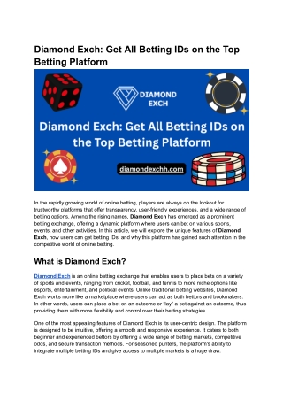 Diamond Exch_ Get All Betting IDs on the Top Betting Platform