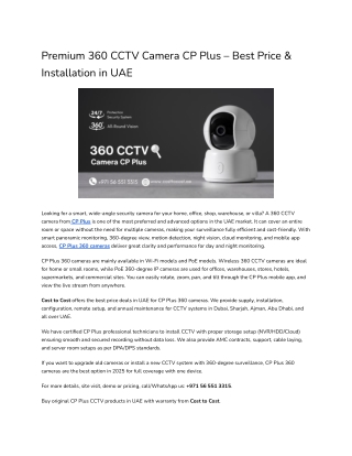 Premium 360 CCTV Camera CP Plus – Best Price & Installation in UAE