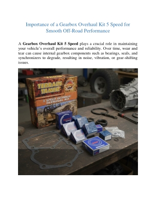 Importance of a Gearbox Overhaul Kit 5 Speed