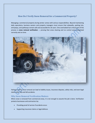 How Do I Verify Snow Removal for a Commercial Property