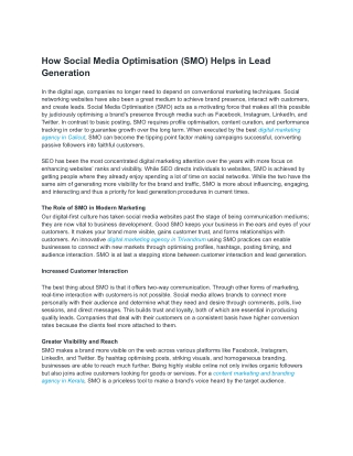 How Social Media Optimisation (SMO) Helps in Lead Generation