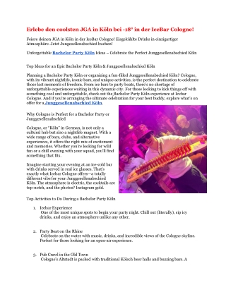 Erlebe den coolsten JGA in Köln bei -18° in der IceBar Cologne!