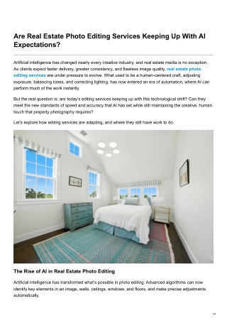 Are Real Estate Photo Editing Services Keeping Up With AI Expectations