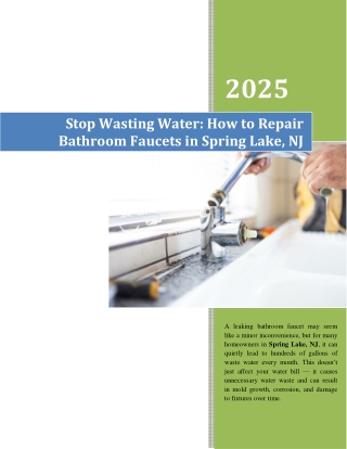 Stop Wasting Water- How to Repair Bathroom Faucets in Spring Lake, NJ