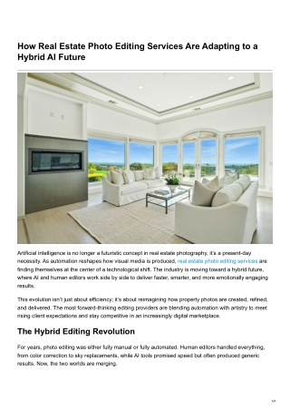 How Real Estate Photo Editing Services Are Adapting to a Hybrid AI Future
