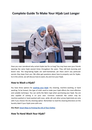 Complete Guide To Make Your Hijab Last Longer - Hello Laundry