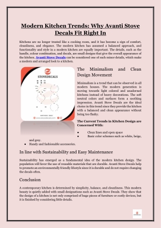 Modern Kitchen Trends- Why Avanti Stove Decals Fit Right In