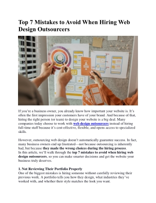 Top 7 Mistakes to Avoid When Hiring Web Design Outsourcers