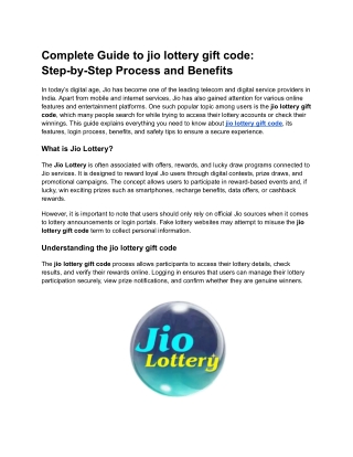 jio lottery gift code
