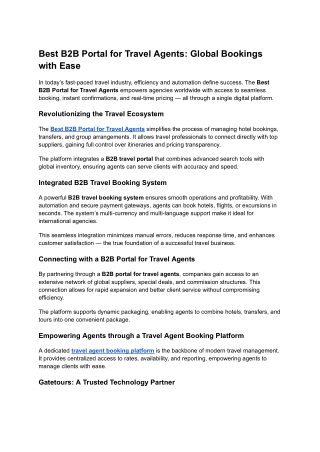 Best B2B Portal for Travel Agents - Global Bookings with Ease
