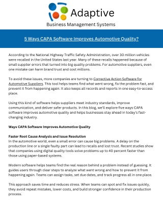 5 Ways CAPA Software Boosts Automotive Quality