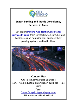 Expert Parking and Traffic Consultancy Services in Cairo