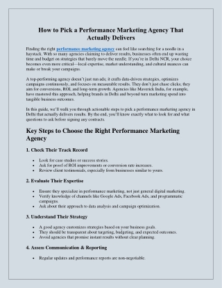 How to Pick a Performance Marketing Agency That Actually Delivers