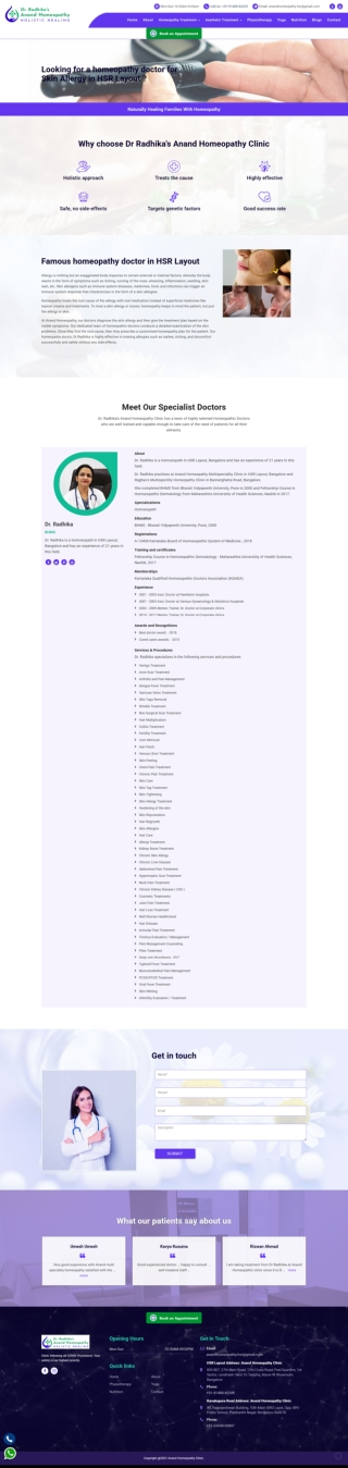 Doctor for Skin Allergy Psoriasis Treatment in HSR Layout - Anand Homeopathy
