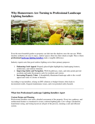 Why Homeowners Are Turning to Professional Landscape Lighting Installers