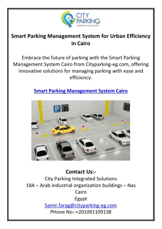 Smart Parking Management System for Urban Efficiency in Cairo
