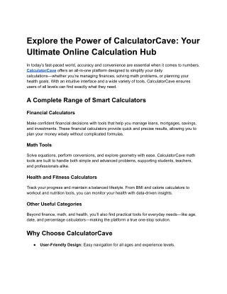 Explore the Power of CalculatorCave_ Your Ultimate Online Calculation Hub