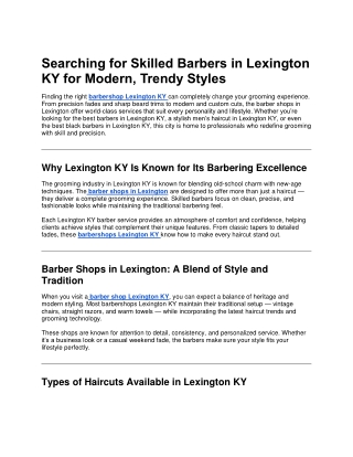 Searching for Skilled Barbers in Lexington KY for Modern