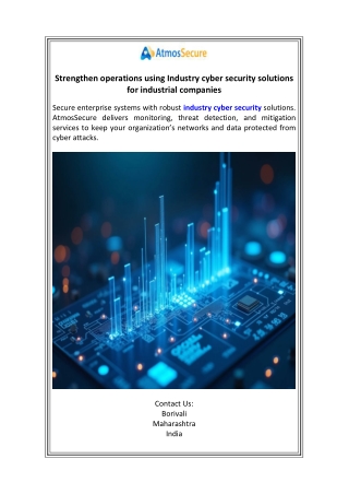 Strengthen operations using Industry cyber security solutions for industrial companies