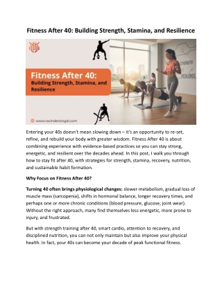 Fitness After 40: Building Strength, Stamina, and Resilience