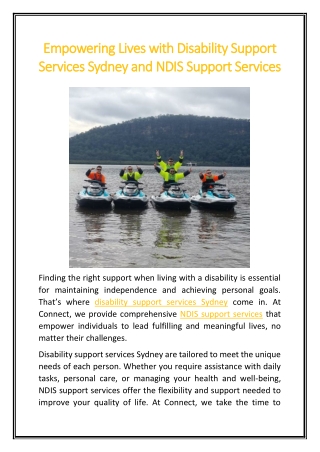 Empowering Lives with Disability Support Services Sydney and NDIS Support Services