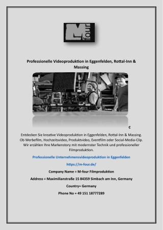 Professionelle Videoproduktion in Eggenfelden