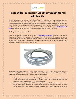 Tips To Order Fire-resistant Led Strip Prudently For Your Industrial Unit