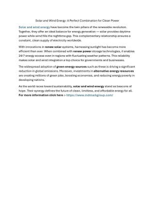 Solar and Wind Energy