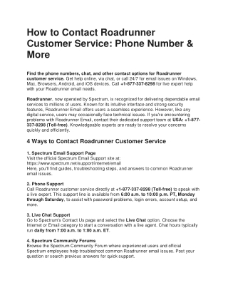 How to Contact Roadrunner Customer Service 24/7 Support
