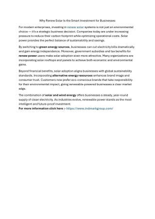 Why Renew Solar Is the Smart Investment for Businesses