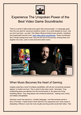 Experience The Unspoken Power of the Best Video Game Soundtracks