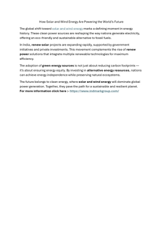 How Solar and Wind Energy Are Powering the World