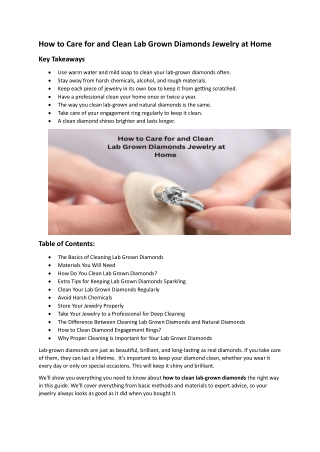 How to Care for and Clean Lab Grown Diamonds Jewelry at Home